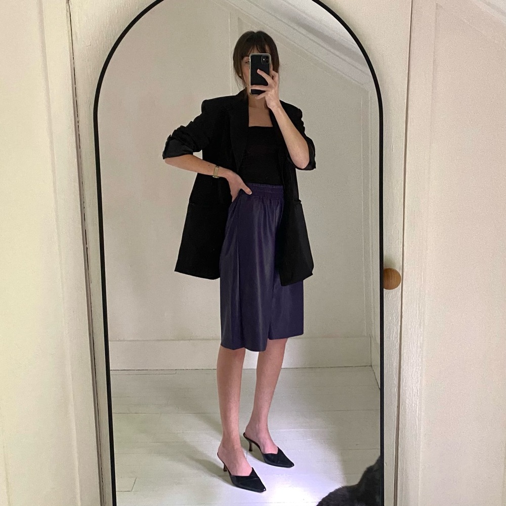 Angela Mele Milano Vegan Leather Bermuda Shorts NWT